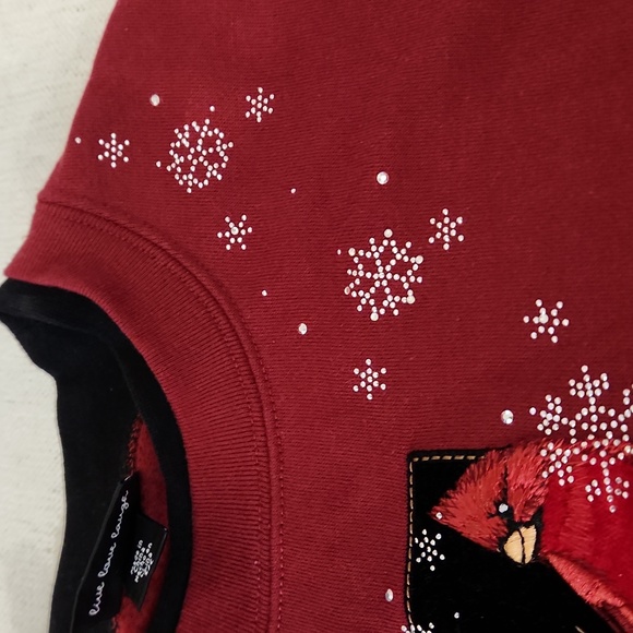 Vintage Trilogy By Morning Sun Cardinal Embroidered Christmas Sweater Small - Picture 3 of 8